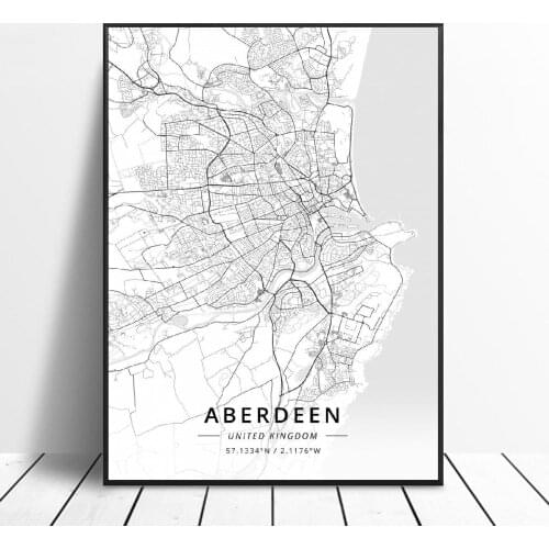 Aberdeen Dorchester Glasgow London Northampton Southampton United Kingdom Map Canvas Art Poster