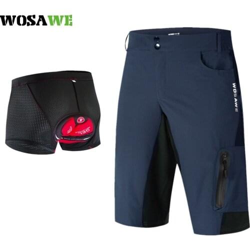 WOSAWE Mens Outdoor Sports MTB Mountain Bike Shorts Cycling Shorts Water Resistant Downhill With Padded 3D Underwear
