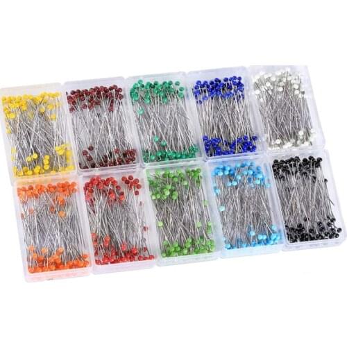 100 pcs Sewing Needles 38mm Glass Ball Head Thumbtacks Straight Pins Stitching For Dressmaking Jewelry Decor DIY Sewing Tools