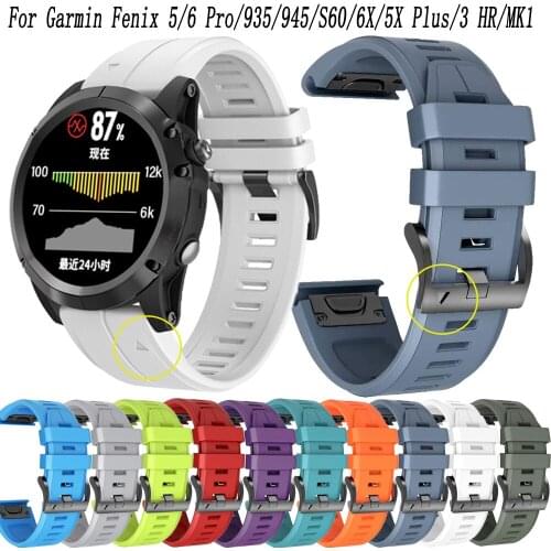 26 22MM Silicone Quick Release Watchband Strap for Garmin Fenix 6X Pro Watch Easyfit Wrist Band Strap For Fenix 6 Pro 945 Watch