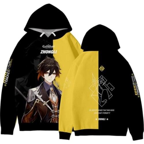 Genshin Impact Zhongli Cosplay Hoodie Women Men Harajuku Sweatshirt Streetwear Hip Hop Pullover Hooded Jacket Casual Tracksuit