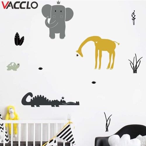 Vacclo Personality Hand-painted Wall Stickers for Baby Kids Room Cartoon African Animals Children Room Decoration Stickers