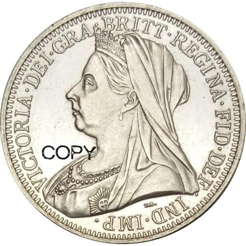 Great Britain 1 Florin - Victoria 3rd portrait 1895 Brass Plated Silver Copy Coin