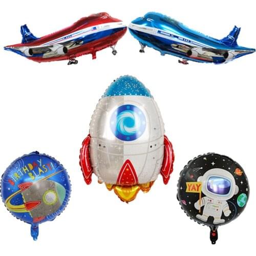 Space Astronaut Ball Rocket Plane Foil Balloons Galaxy Theme Boy Girl Kids Birthday Party Decor Helium Baby Shower Globos