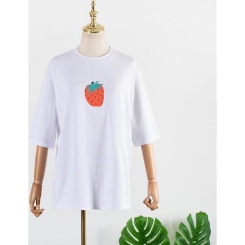 Female T-shirt very cute strawberry cutton T-shirts for women 2020 O-neck Friends Summer Top harajuku t shirt clothes for women