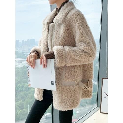 OFTBUY 2021 New 100% Wool Content Woven Fabric Coat Winter Jacket Women Parka Double Breasted Thick Warm Loose Outerwear Brand