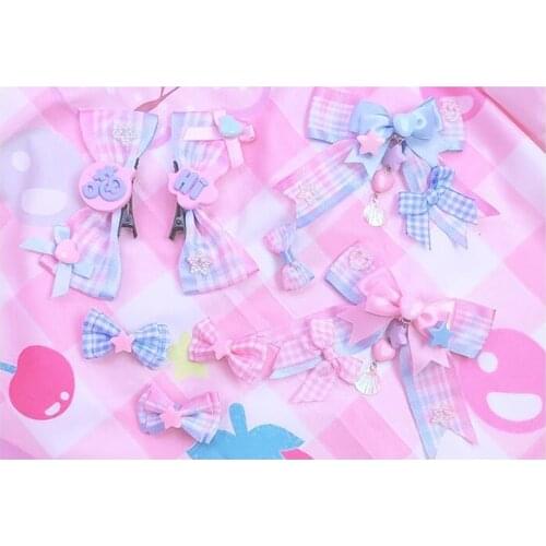 Sweet Lolita Lace hair pin Bow Handmade hair clip Hair Accessories Headwear Womens Headdress B954