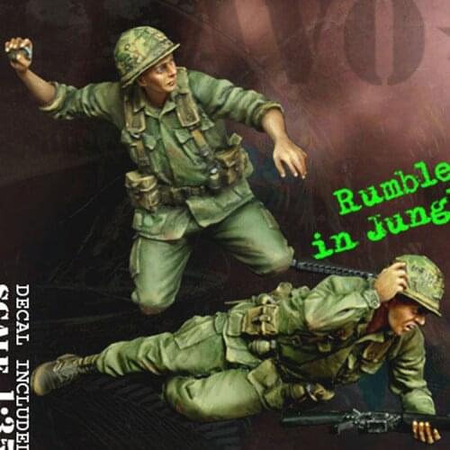 1/35 U.S. Army Inf. (11) "Frag out!" Resin kit soldiers GK Scene combination Military theme of World War II Uncoated No colour