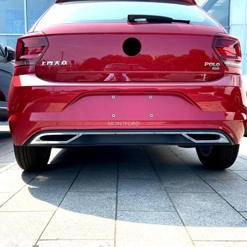 1 Set Rear Bumper Diffuser Lip Spoiler Air outlet Exhaust Strip Cover Trim For Volkswagen for VW Polo MK6 Polo Plus 2018 19