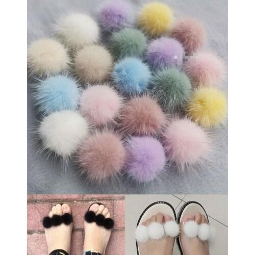 1pcs 4cm Earring Charms Pompon Mink Pompoms Fur Balls For Headwear Keychain Fur Pom Pom Decoration Diy Christmas Craft Supplies