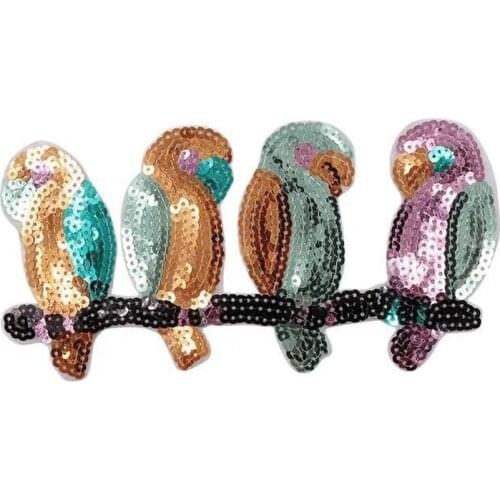 1PCS New Arrival Sequins Patch Birds Animal Decorative Applique Embroidery Patches for Clothes T-shirt Jeans Clothing Decoration