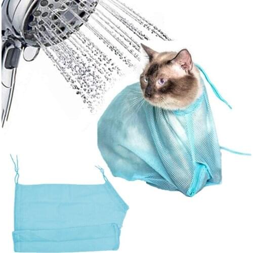 1Pcs Mesh Cat Grooming Bag Cat Bath Bag Bathing Cut Nails No Scratching Bite Restraint Pet Cleaning Supplies Cats Accessories