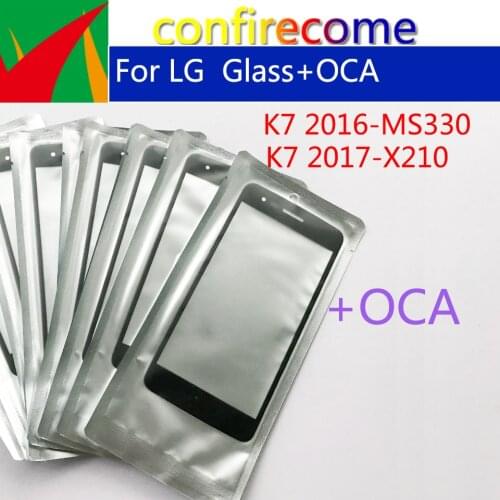 10Pcs\Lot For LG K7 2016 2017 Version MS330 X210 LCD Front Touch Screen Lens Glass With OCA Glue Replacement