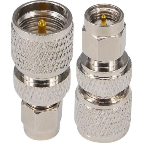 2 Pieces Nickel Plated SMA Male to Mini UHF Male Straight Connector RF Coax Adapter