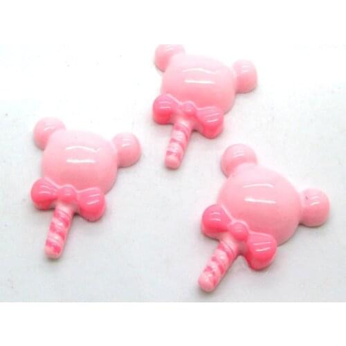 20Pcs Resin Pink Lollipop Decoration Crafts Flatback Cabochon Scrapbooking Fit Hair Clips Embellishments Beads Diy
