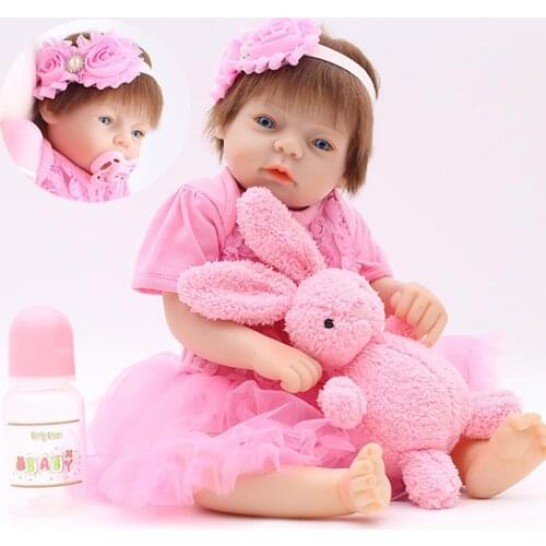 22 Inch Bebe Doll Reborn baby Girl real Full Silicone Vinyl reborn dolls alive newborn Baby Toy Doll For Children birthday gift