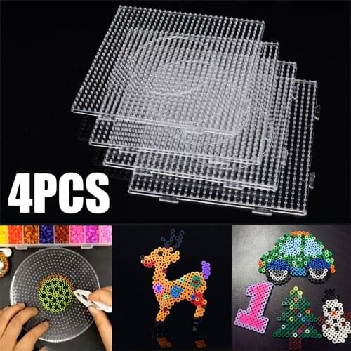 4Pcs 5mm Practical PE Clear Square Large Pegboards Board Circle Puzzle Beads Template For Hama Fuse Perler Beads