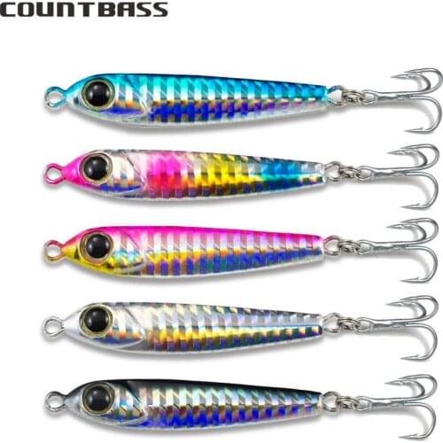 5pcs 23g 0.81oz Micro Fishing Jigs with treble hook, Metal Jig Lures, Mini Fish Bait, Sea Bass Jigging Lure