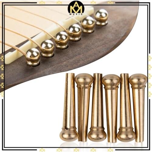 6Pcs/ 1Set Acoustic Guitar String Bridge Pin Brass 6 Strings Guitar Pins Stuck Replacement Guitar Parts Accessories