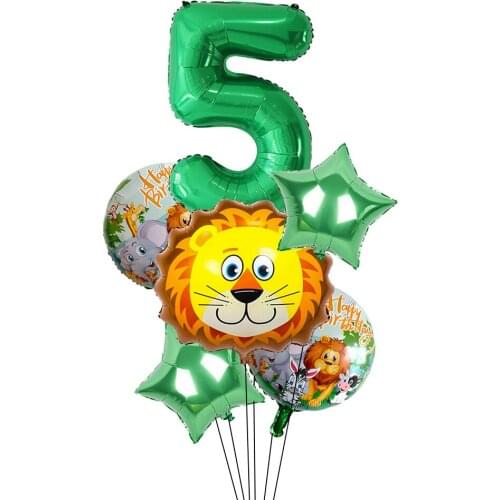 6pcs/set Animal Foil Balloons Lion Hedgehog Squirrel Globos Kids Birthday Jungle Safari Theme Party Ballons Baby Shower Decor