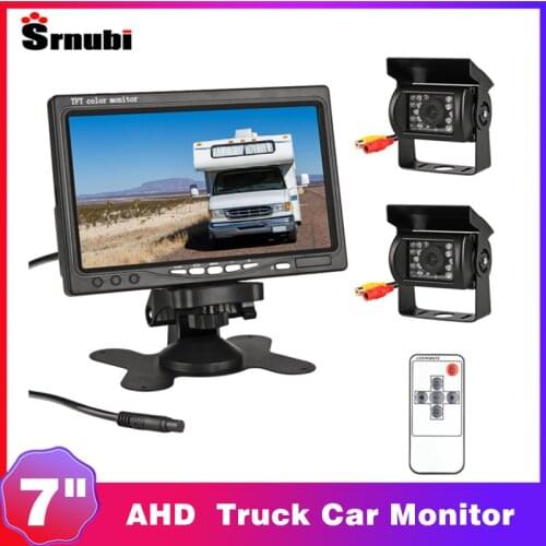 7" Truck AHD Car Monitor LED Night Vision Rear View Monitor Waterproof Backup Parking Assistance Camera for 12-24V Reverse iamge
