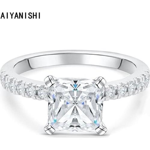 AIYANISHI S925 Rings For Women 1CT Princess Rings Wedding Bridal Ring Jewelry Engagement Party Bijoux Femme Gift Drop Shipping