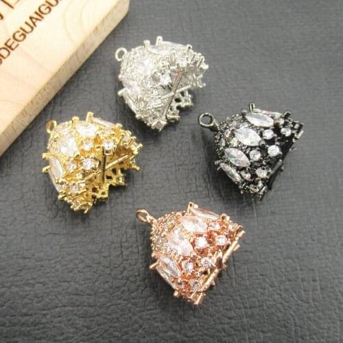APDGG 18x20mm Cap Gold plated cubic zircon CZ Micro Pave Connector Tassel Pendant necklace Bracelet Jewelry DIY