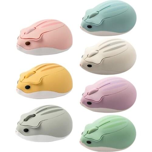 2.4G Wireless Optical Mouse Cute Hamster Cartoon Computer Mice Ergonomic Mini 3D PC Office Mouse For Kid Girl Gift HX6B