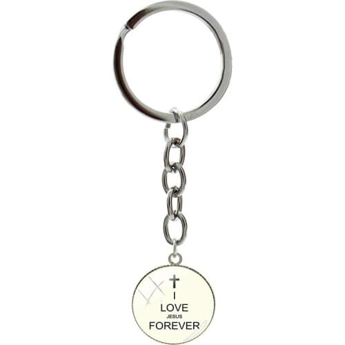 The Jesus Figure Patterns Keyholders Round Glass Dome Keyring For Men Women New 2021 Fashion Light Metal Friendship Jewelry
