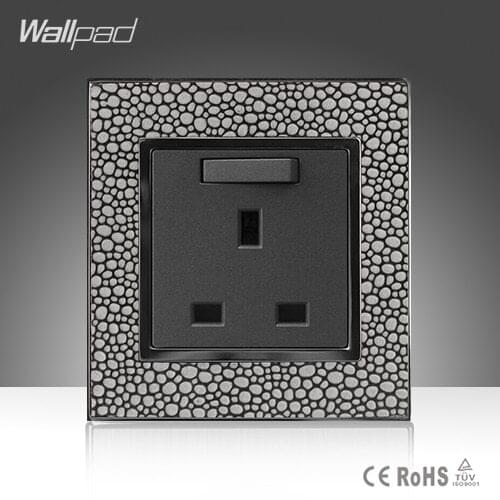 CE BS Approved Wallpad Luxury Grey Leather Plate 110V-250V Hotel British UK Standard 13A Switch Socket Outlet ,Free Shipping