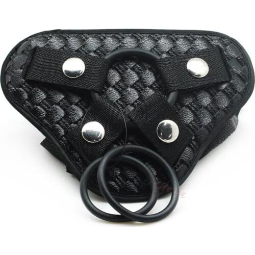 Smspade black PU leather strap on harness for dildo,bondage restraint strap ons adjustable dildo strapon for lesbian