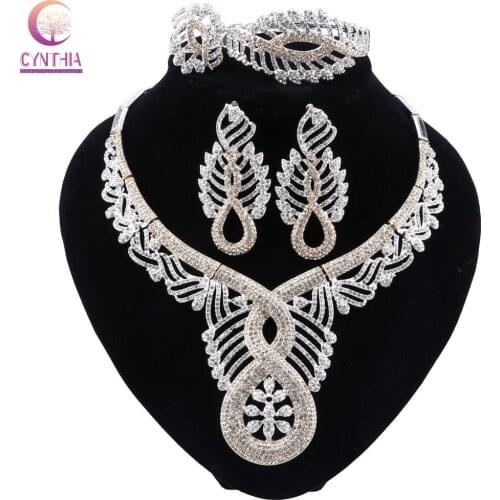 CYNTHIA High Quality African Jewelry Fashion Female Wedding Jewelry Gold Accessories Jewelry Necklace Earrings Set Jewellery