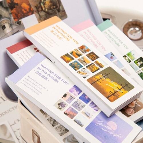 30 Sheets Fresh Colored Landscape Sunset Flower Long Strip Decorative Stickers for Scrapbook Diary DIY Arts Journal