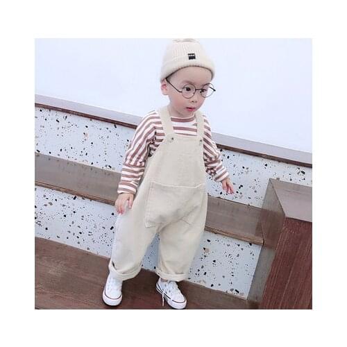 Baby Suspenders Pants 2021 Spring and Autumn Baby Boys Corduroy Overalls Girls Infants Childrens Casual Solid Jumpsuit Trousers