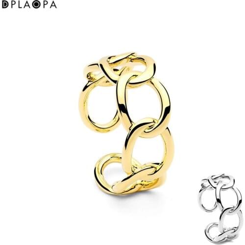 DPLAOPA 925 Sterling Silver Gold Plated Dainty Chain Resizaible Rings Horocope Women Luxury Jewelry Round Adjustable Jewelry