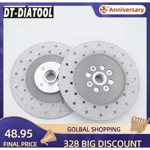 DT-DIATOOL 2pcs 125MM/5" 5/8-11 Flange Vacuum Brazed Diamond Cutting Grinding Disc Shaping Stone Granite Marble Concrete Blade