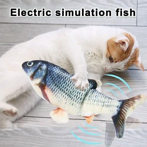 USB Electric Charging Simulation Dancing Jumping Moving Floppy Fish For Cats InteractiveFree Catnip Inside