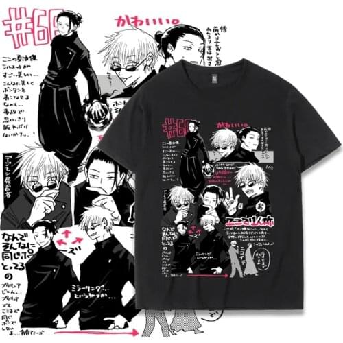 Jujutsu Kaisen Japanese Anime Print Top Harajuku Summer punk Tees Gojo Satoru Cartoon Graphic Streetwear Chic Cool Women T-shirt