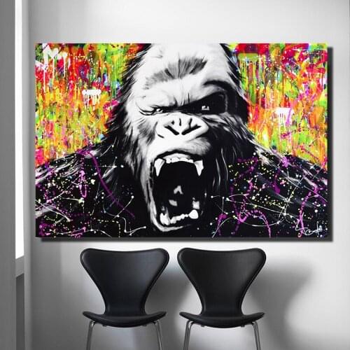 Graffiti gorilla canvas painting wall canvas prints animal pictures for living room modern decoration pictures street art