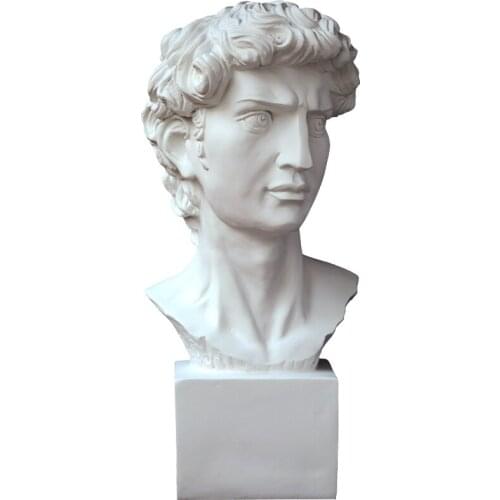 WU CHEN LONG 47cm David Head Portraits Statue Michelangelo Buonarroti Arts Sculpture Resin Art&Craft Home Decoration R2885