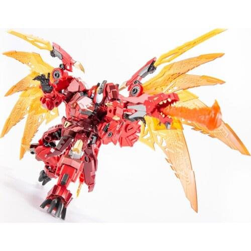 JINBAO Flame Flying Dragon Deformation Toy BW Beastman Red Dragon Super Warrior Small Scale Red Dragon Model Robot DF07