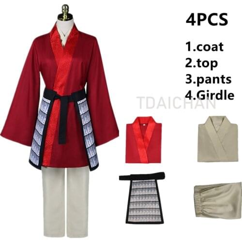 Movie Hua Mulan Cosplay Costume Princess Dresses Up for Adults Kids Performance Halloween Costume Armor Red Hanfu Combat Uniform