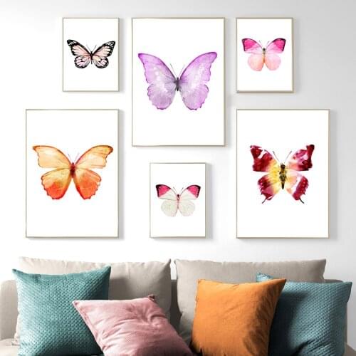 Colorful Butterfly Animal Nordic Posters And Prints Wall Art Canvas Painting Cartoon Wall Pictures For Baby Kids Room Home Decor