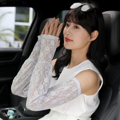 Summer ice sunscreen lace sleeves loose version gloves ice silk women thin UV sleeves arm guard sleeves
