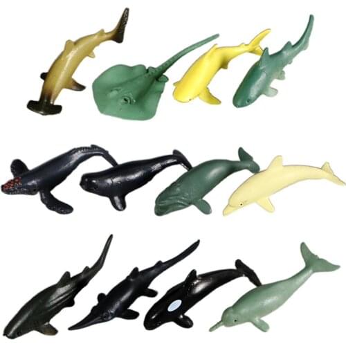 Mini Marine ocean sealife animals sets bule whale shark killer whale PVC Figurine Model kids learning toy children gift