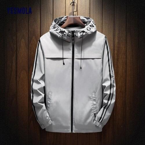 YESMOLA Mens Jacket Spring Autumn New Korean Mens Fashion Sports Leisure Jacket Breathable Thin Hoodie Shirt Loose Large Size