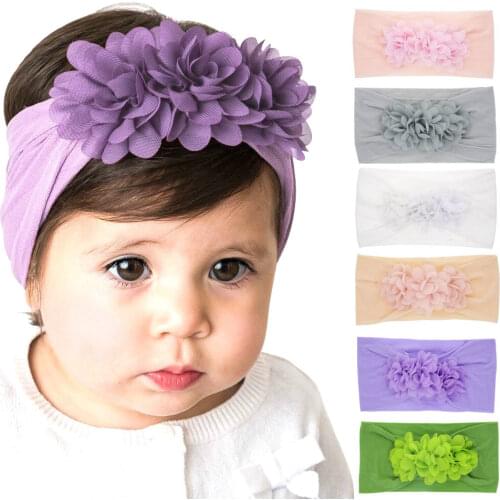 Nylon Headband One size baby girls headbands wide nylon headwraps Toddler headbands Flower Headband Infant hair bows HB265S
