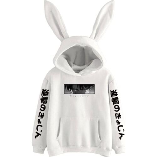 Janpanese Anime attack on Titan Rabbit Hoodie Women Girls Kpop Sweatshirts Kawaii streetwear cosplay Titans Harajuku