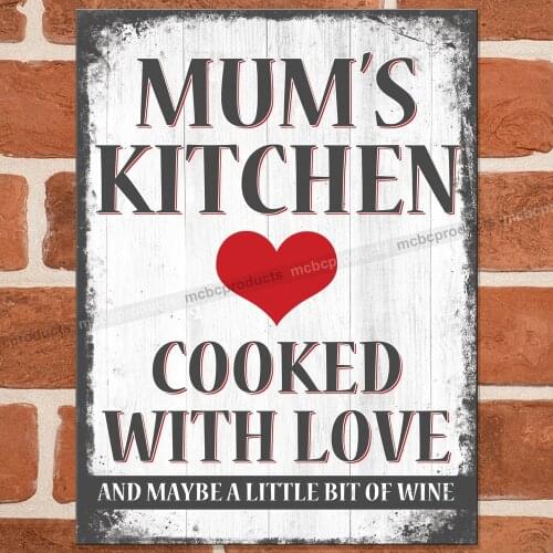 MUMS KITCHEN Metal Signs Retro Plaque Funny Tin Sign House Mother Wine Gift UK