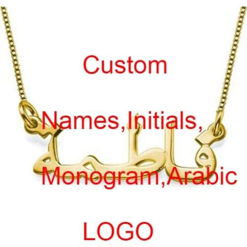Personalized Any Name Necklace Choker Custom Gold Rose Stainless Steel Arabic Hebrew Russian Nameplate Charms Women Kids